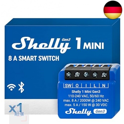 Shelly Mini Shelly 1PM Mini Gen3, Stuks, Wifi En Bluetooth - Main Image