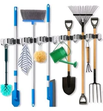 2 Pack Mop Broom Holder Wall Mount, Broom Organizer Mop and Broom Storage Tool