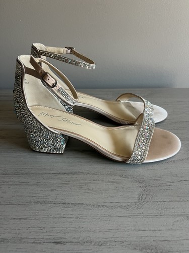 Betsey Johnson Rhinestone Block Heel “Mari” Sz 12 Champagne - Picture 3 of 11