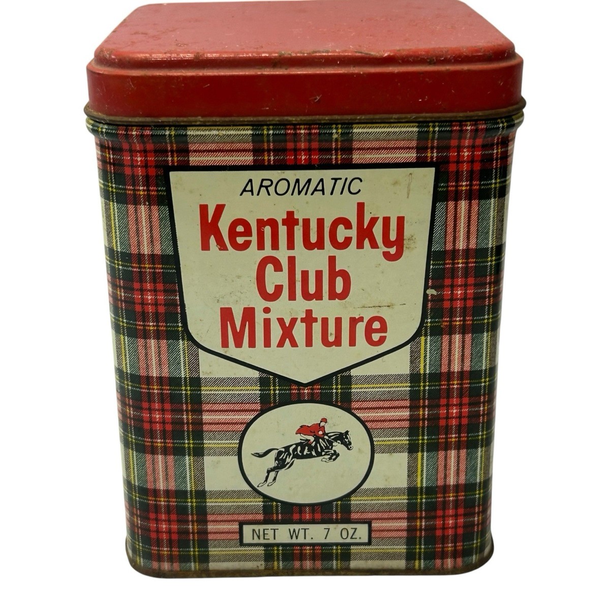 Vintage Kentucky Club Mixture Tobacco Tin 7oz Tartan Plaid Can Empty