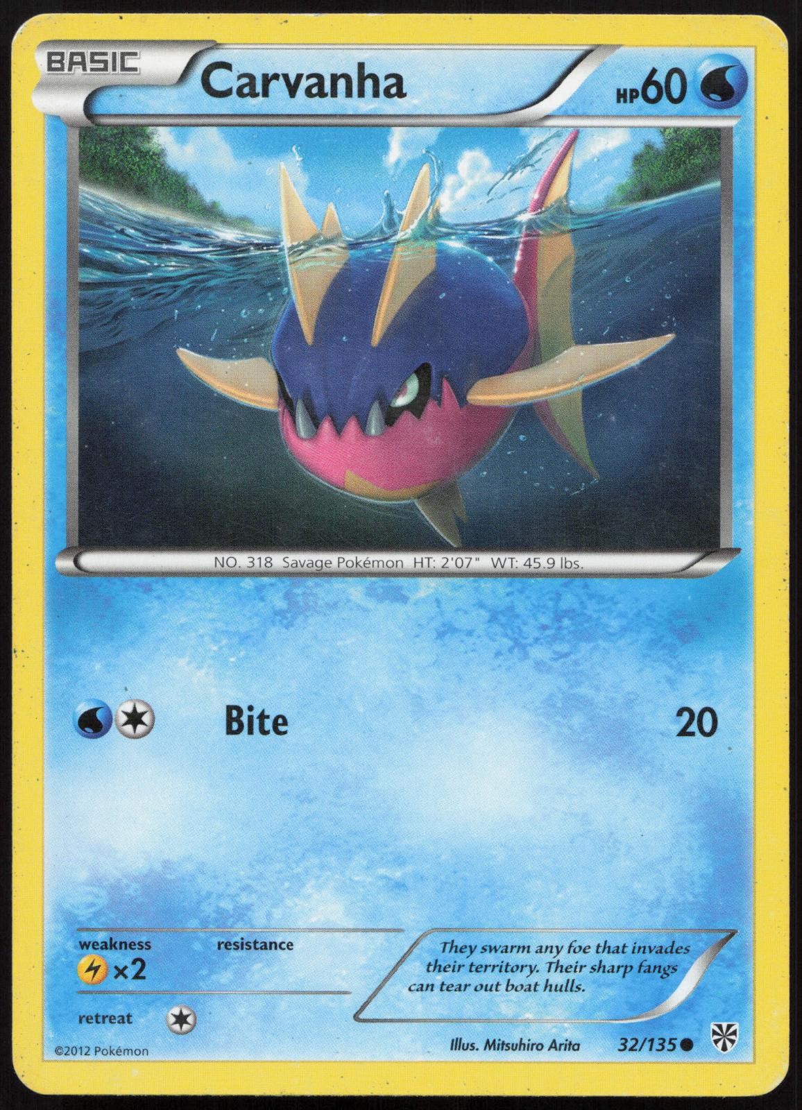 Carvanha 32/135 Common Plasma Storm Pokemon Damaged