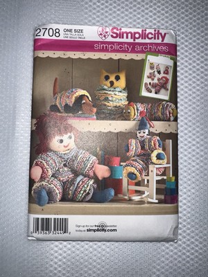 Simplicity 2708 Sewing Pattern Yo-yo Toy Dolls Dog Owl Clown Caterpillar UNCUT