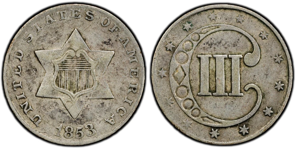 1853 Three Cent Silver ~ Graded PCGS AU50 - Image 4 of 4