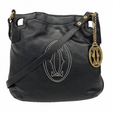 Borsa a tracolla Cartier Marcello in pelle nera oro champagne autentica