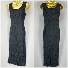 Etam black lace sleeveless evening black tie formal long dress size 14