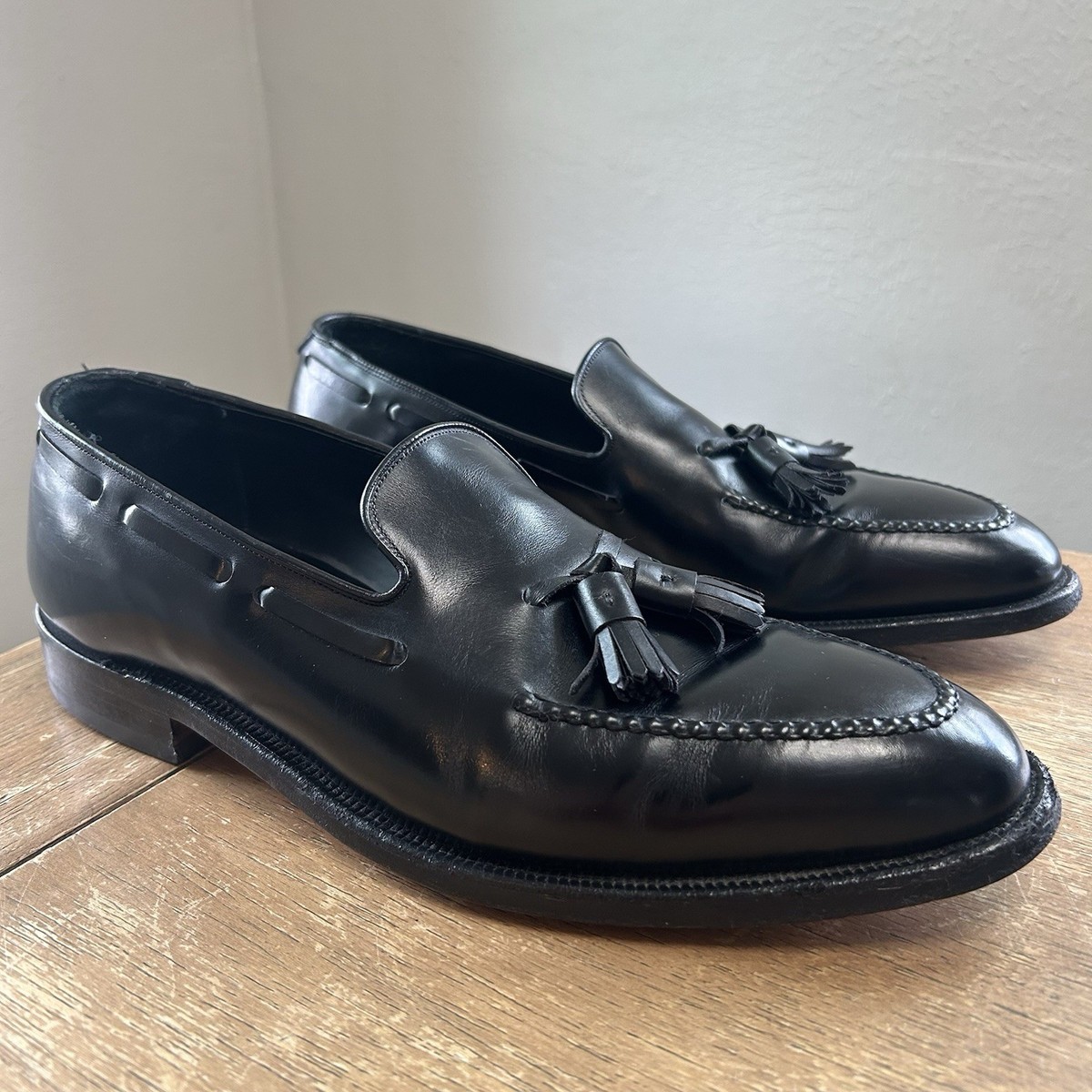 ジョンストン&マーフィー CROWN ARISTOCRAFT 美品 8.5 Johnston & Murphy Crown Aristocraft Calf Skin Tassel Loafers Men's