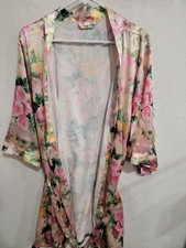 David s Bridal Floral Satin Robe Pink Rose L/XL NWT Kimono Sleepwear Loungewear