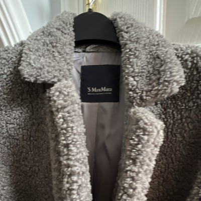 S Max Mara Women's Gray Wrap Coat Size 8 Mid-Length Long Sleeve Belted Tie