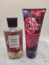 Bath and Body Works Violet Plum Bundle - Body Cream, Shower Gel