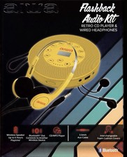 NEW IN BOX Aiwa Flashback Audio Kit Retro CD Player Wired Headphones Yellow
