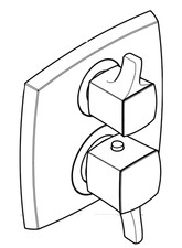 Hansgrohe 15728001 Ecostat Square 2 Functions Thermostatic Valve Trim with Integ