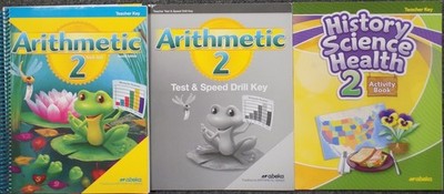 LOT OF 3 Home School Aids Arithmetic 2 Work-Text Teacher Key, Test & Speed Dr+++