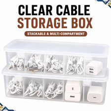 Transparent Data Cable Storage Box Organizer Power Cord Buckle Desktop Holder
