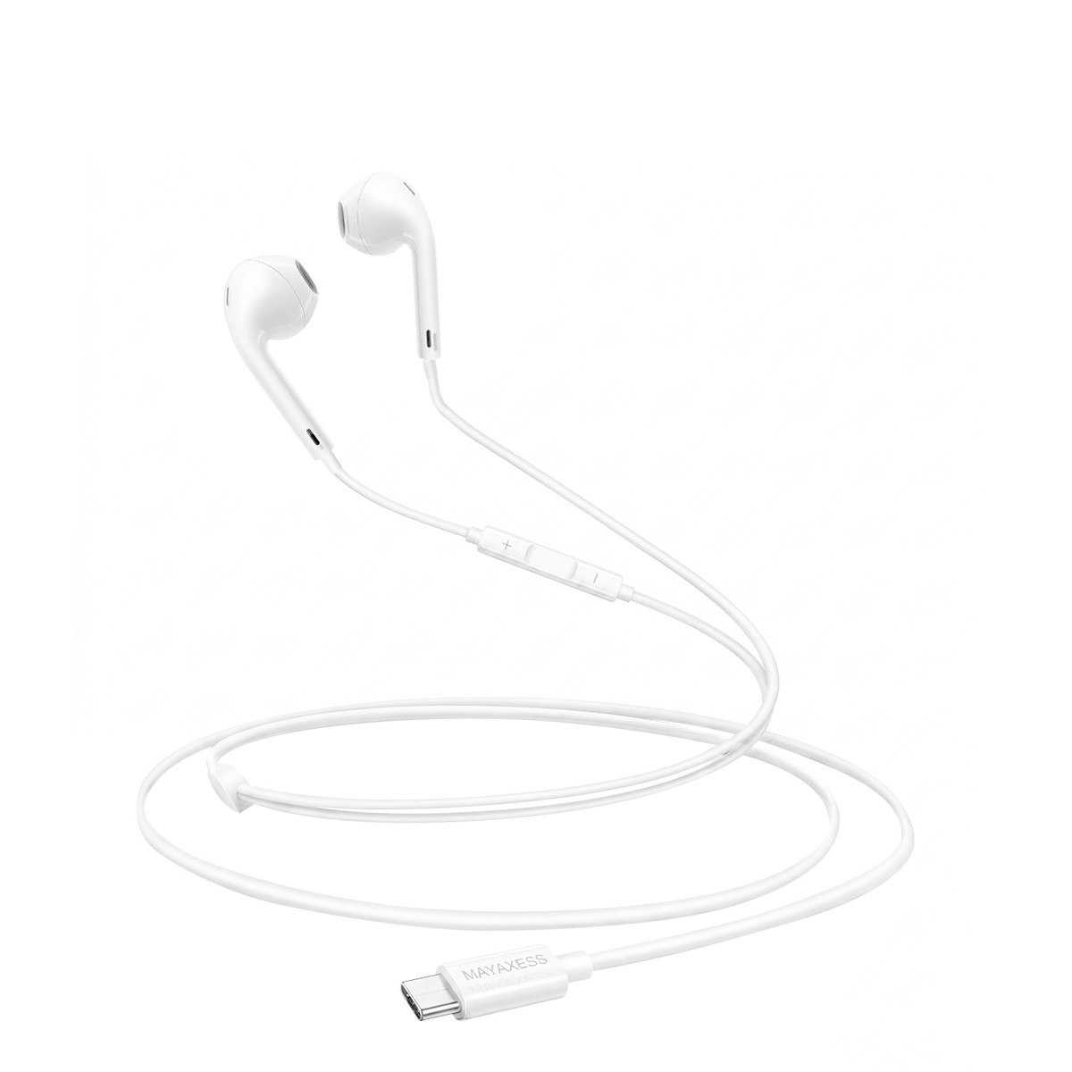 Écouteurs filaires USB-C Mayaxess avec microphone intégré pour iPhone Air - Blanc