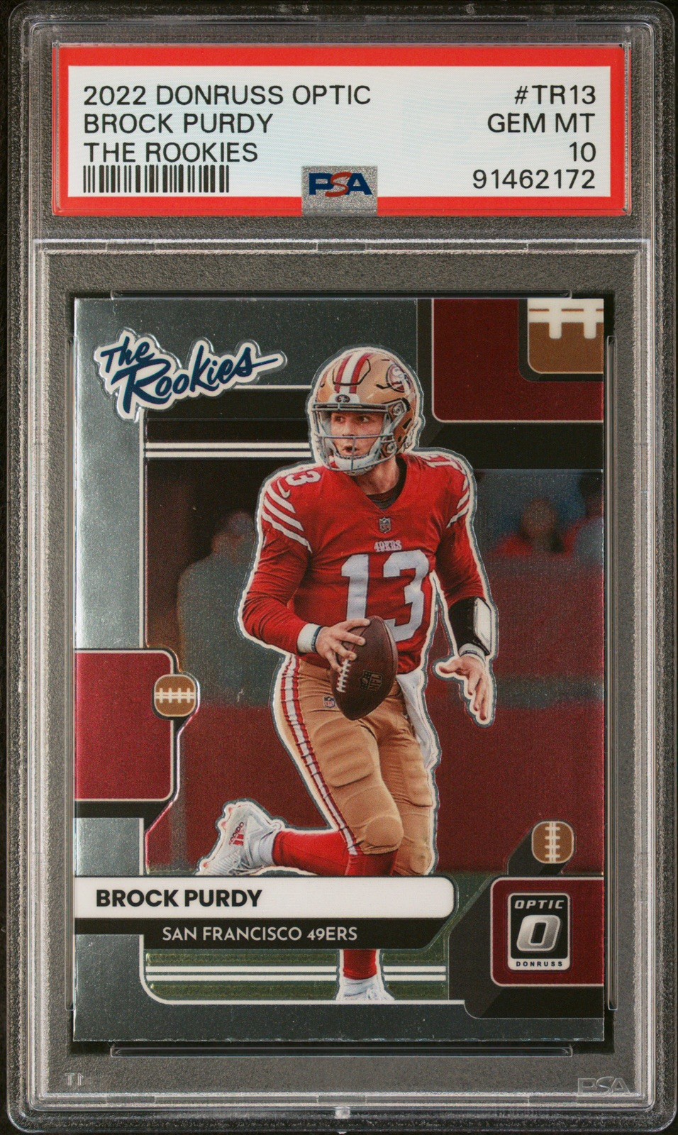 2022 Panini Donruss Optic Football Brock Purdy #TR-13 RC The Rookies PSA 10