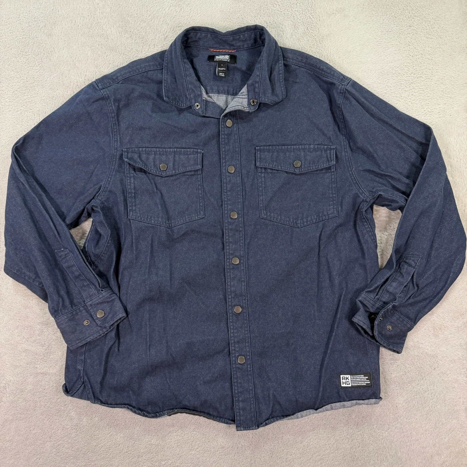 Alaskan Hardgear Duluth Mens Large Navy Blue Cotton Denim Shirt Jacket Shacket