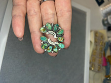 Native made and Signed 925 Sterling Silver Turquoise half Cluster Stud