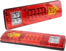 19 LED Trailer Tail Lights Red White-Amber Integrated Turn Signal Running Lamp f
