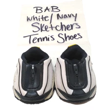 Build A Bear Workshop Skechers Tennis Shoes White And Navy Zipper Leather
