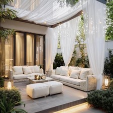 2 Panels Outdoor Mosquito Netting for Patio Waterproof, Extra Wide 118" Airy ...