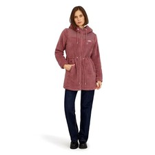 REEBOK Women's Long Double Sided Fleece Zip-up Jacket Dusty Pink Size S