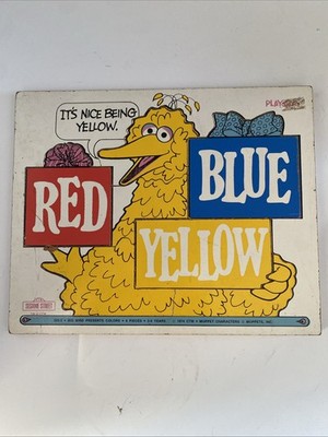 Big Bird Wooden Puzzle Presents Colors 205-2 6 Pc 3-6 Yr  Vintage Playskool 1974