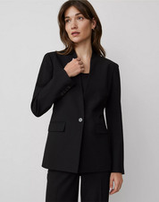 NEW ANN TAYLOR 189 BLACK SEASONLESS STRETCH COLLARLESS BLAZER SZ 2