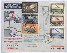 CONGO/BELGIUM Cols *MIXED FRANKING* Air Map Cover 1935 SABENA FIRST FLIGHT WF263