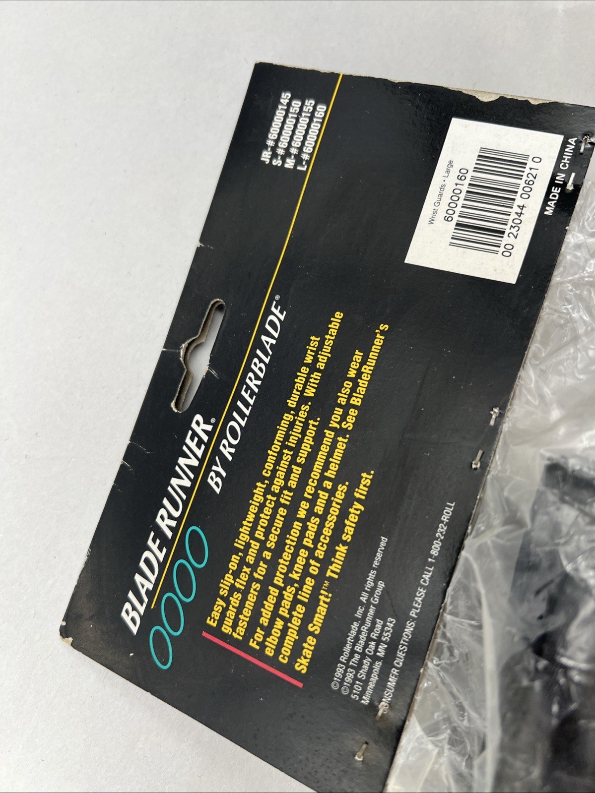 NOS Vintage Rollerblade WRIST GUARDS Blade Runner Adult Large Retro Black Teal