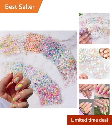 Vibrant 3D Daisy and Heart Nail Stickers - 30 Sheets for Creative Nail Art