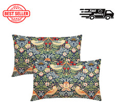 Floral Lumbar Pillow Covers 12x20 Sage Green Teal Blue Bird Set of 2