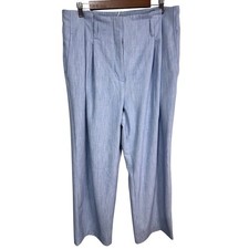 Nine West 16 Blue Wide Leg Pants Women's Pleated High Rise