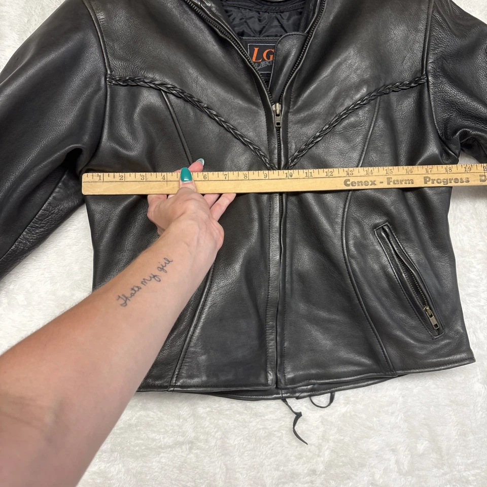 Equipo de cuero LG para mujer M cuero genuino trenzado forro extraíble motocicleta Foto 4 de 4