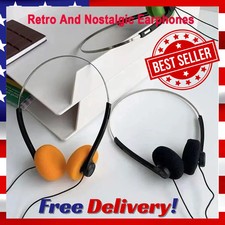 Orange Retro Over-Ear Headphone Vintage Underwire Headphone for Walkman