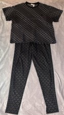 Adidas Trefoil Leggings and Crop Top Set Black on Black Print