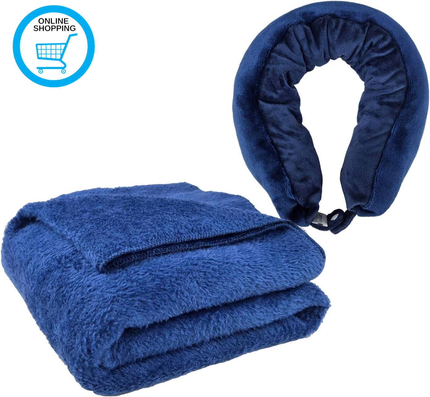 2-In-1 Travel Pillow & Blanket, Airplane Neck Pillow with Neck Support, Supersof