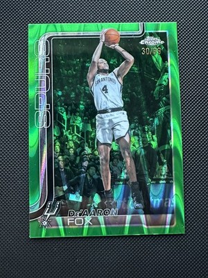 2025-26 De'Aaron Fox Topps Chrome Update Green RayWave  /99 San Antonio Spurs