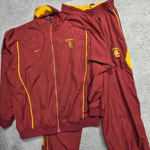 Vtg USC Trojans NIKE Team Issued Windbreaker Jacket And Pants Track Suit Sz XL