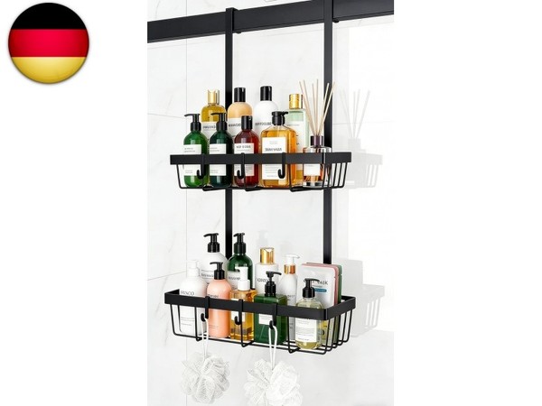 Duschablage Zum HäNgen Schwarz, Duschregal Ohne Bohren FüR Badezimmer Organizer-image