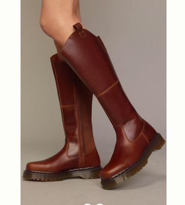 Butterscotch ~ DR. MARTENS AMAAYAH KNEE HIGH LEATHER BOOTS MSRP$330 Comfy & Chic