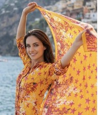 Antica Sartoria 2026 Orange π Pink Corals Stars Scarf NWT O/S