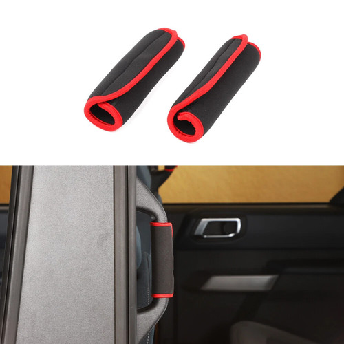 For Ford Bronco 2021-2026 Red Interior Car B Pillar Handle Soft Cloth Cover Trim