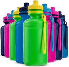 Bulk Water Bottles for Kids - Pack of 12 18 Oz - 7.5 Inch Bpa-Free Plastic wit