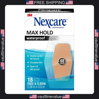 Nexcare Max Hold Waterproof Bandages 2.38 x 3.5 inches 18 pack