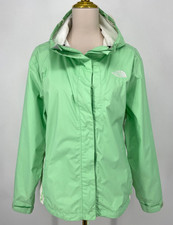 The North Face women's size L Green Hyvent Rain Jacket Zip pockets hooded Nylon