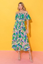 Off-Shoulder Multi-Color Summer Maxi Dress