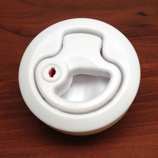 Marine Boat Locking White Plastic Flush Pull SLAM Latch Hatch Lift 2 3/8" D