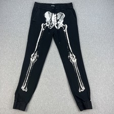 Hot Topic Realistic Skeleton Joggers Mens M Black Leg Bone Halloween Goth Pelvis