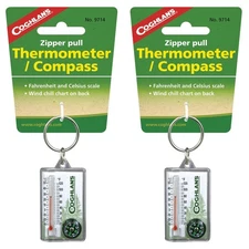 Coghlan's Zipper Pull Thermometer/Compass, ℃ & ℉ (2-Pack)