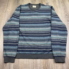 Marine Layer Mens Multicolor Fleece Out Stripe Crew Neck Sweatshirt Size L